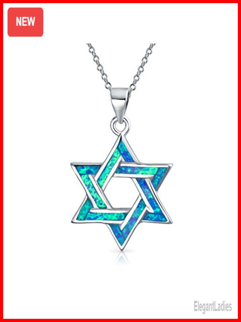 Star of David Opal Pendant Necklace 925 Sterling Silver